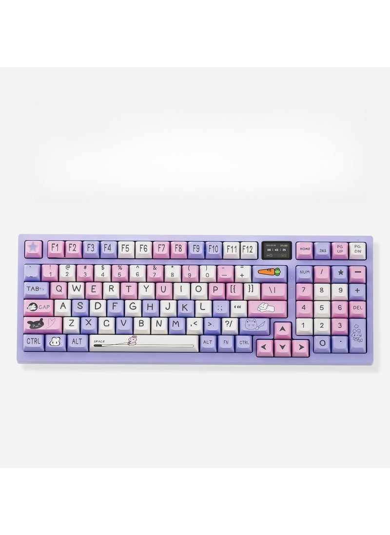 ZIDLI - ZIDLI FK980 Custom Mechanical Keyboard with DIY Display Screen RGB Gasket Structure KTT Hyacinth Switches Wireless Triple Connectivity 98-Key Compact Layout PBT Keycaps 5 Color Variants - Image 1