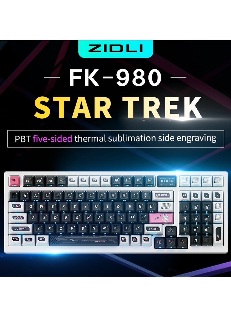 ZIDLI - ZIDLI FK980 Custom Mechanical Keyboard with DIY Display Screen RGB Gasket Structure KTT Hyacinth Switches Wireless Triple Connectivity 98-Key Compact Layout PBT Keycaps 5 Color Variants - Image 1