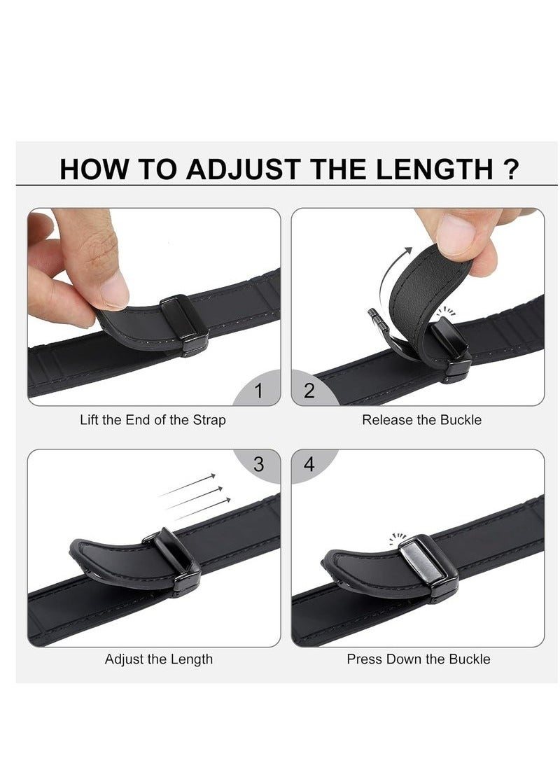 Angola Panda Magnetic Leather Watch Band for Apple Watch Ultra, 49mm/46mm/45mm/44mm/42mm - Magnetic Buckle Replacement Genuine Leather Strap for Apple Watch Series, Black  - Image 5