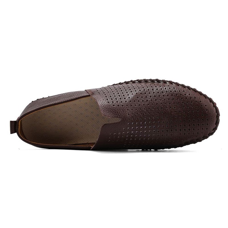mitvr Men's Genuine Leather Loafer Shoes Slip On Soft Walking Shoes Perforated Driving Shoes,Holing Dark Brown,42EU=9 M US - Image 4