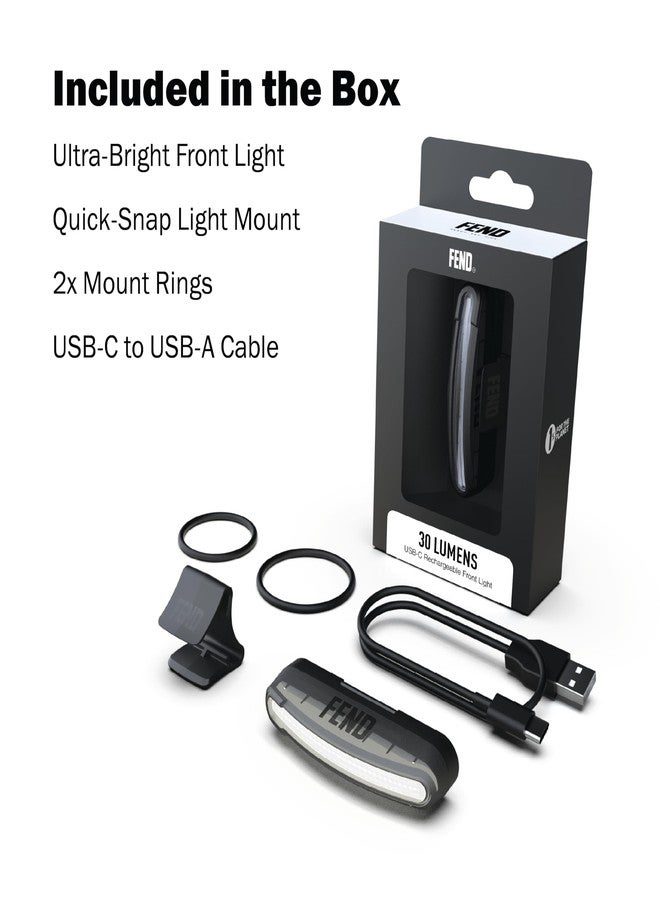 FEND فوانيس دراجة FEND سوبر فرونت - سطوع فائق 30 لومن، قابلة للشحن عبر USB-C، مقاومة للماء، أوضاع ثابتة ووميض، متوافقة مع خوذة أو تركيب دراجة FEND سوبر - Image 4
