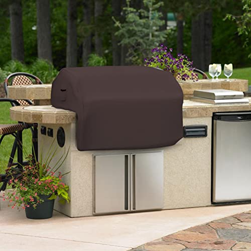 Covers & all Built-in Outdoor Grill Cover, Durable Heavy Duty 18 Oz Waterproof Cover Tuff Material with Air Pocket & Elastic for Snug Fit (32" W x 26" D x 24" H inches, Coffee) - Image 5
