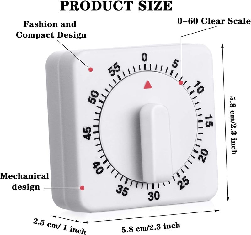 KP2 1 Pieces 60 Minute Kitchen Timer 1 Hour Visual Kitchen Clock Timer Mini Countdown Timer Loud Voice AutoOff Mechanical Timer for Kitchen Homework Exercise - Image 3