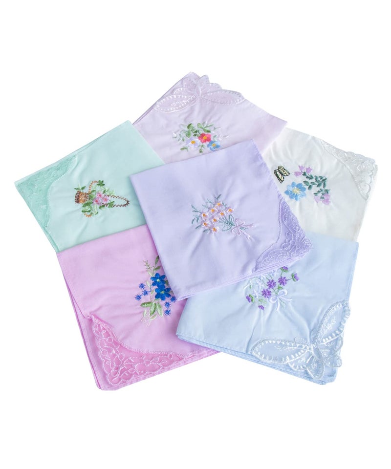 CoCoUSM Womens Handkerchiefs Lace Embroidered Cotton Handkerchiefs Bulk - Image 3