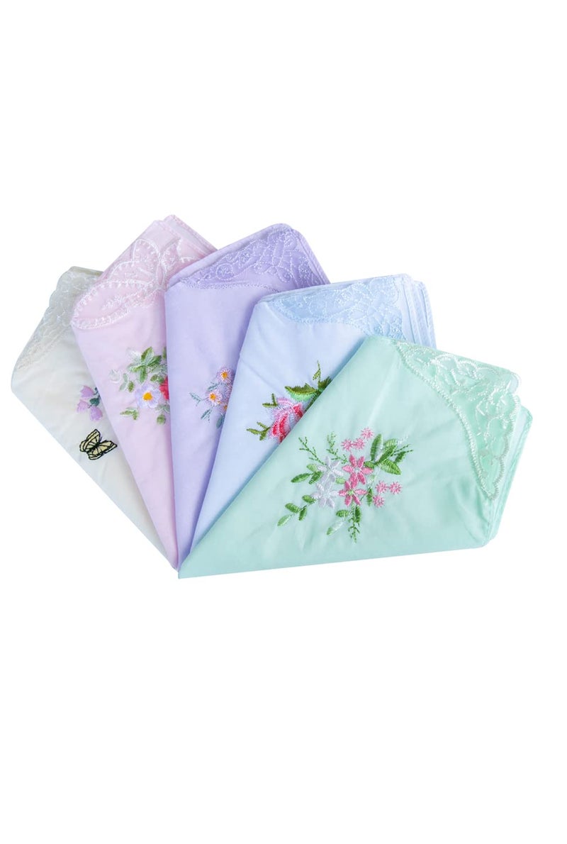 CoCoUSM Womens Handkerchiefs Lace Embroidered Cotton Handkerchiefs Bulk - Image 4