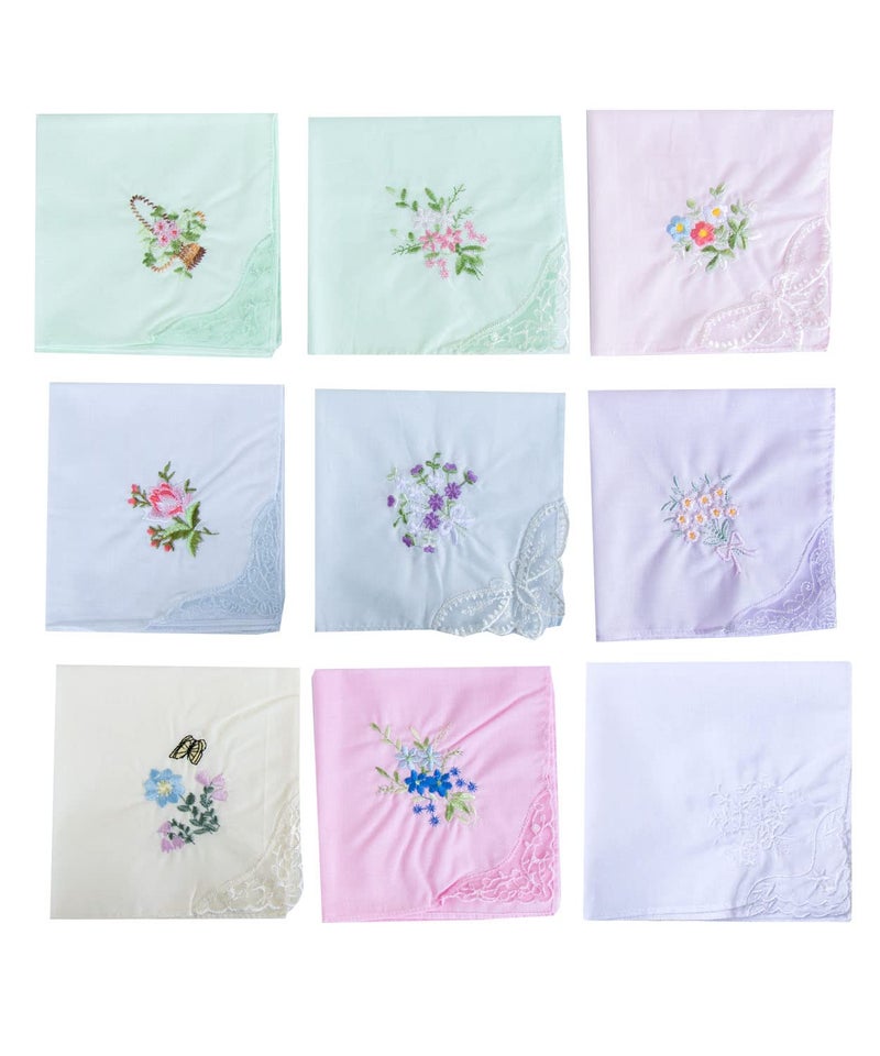 CoCoUSM Womens Handkerchiefs Lace Embroidered Cotton Handkerchiefs Bulk - Image 2