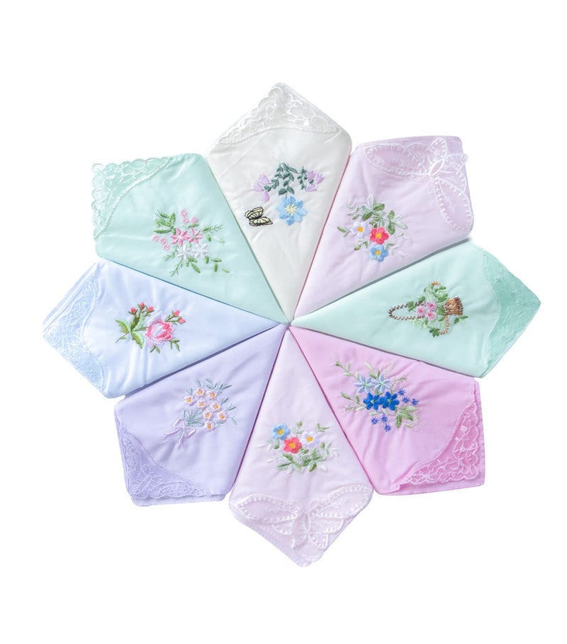 CoCoUSM Womens Handkerchiefs Lace Embroidered Cotton Handkerchiefs Bulk - Image 1