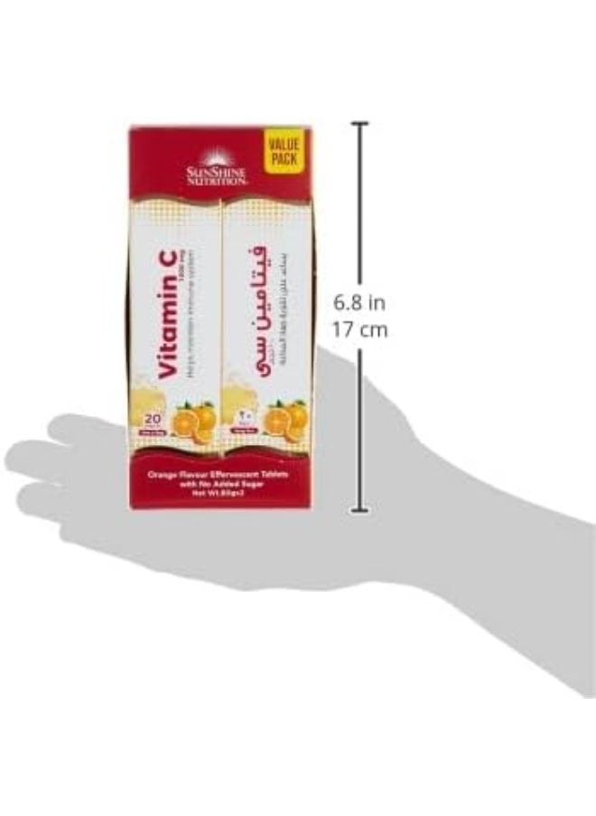 SUNSHINE NUTRITION Vit C 1000Mg Orange Effervescent 20 Tabs X2 Value Pack  - Image 5
