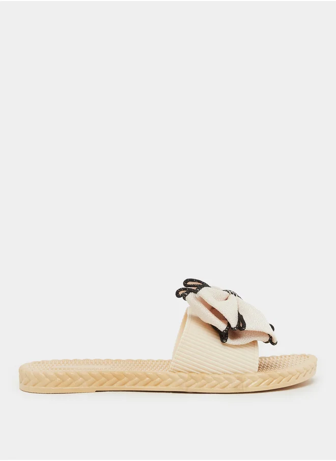 Styli Bow Detail Open Toe Slides