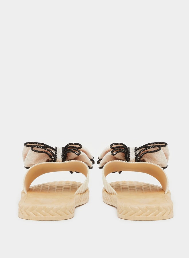 Styli Bow Detail Open Toe Slides  - Image 4
