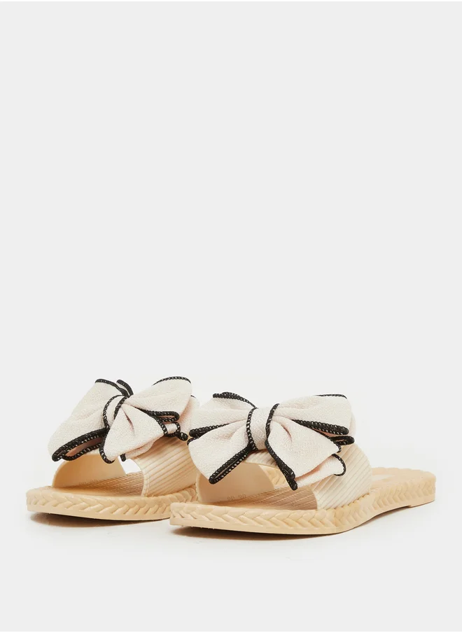 Styli Bow Detail Open Toe Slides