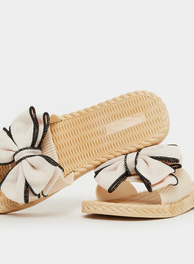 Styli Bow Detail Open Toe Slides  - Image 3