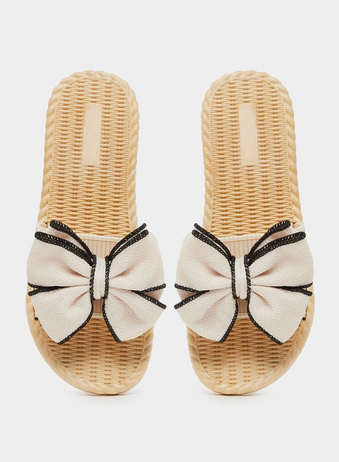 Styli Bow Detail Open Toe Slides  - Image 5
