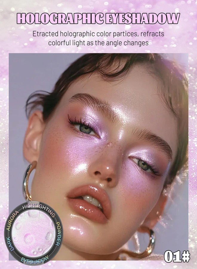 Lestpola Chameleon Eyeshadow Palette, Purple Holographic Multichrome Eyeshadow Highlighter, Face Glitter Shimmer Highlighter, Iridescent Sparkle Color Shifting, Waterproof Long Lasting, Eye Shadow Makeup-01 - Image 2