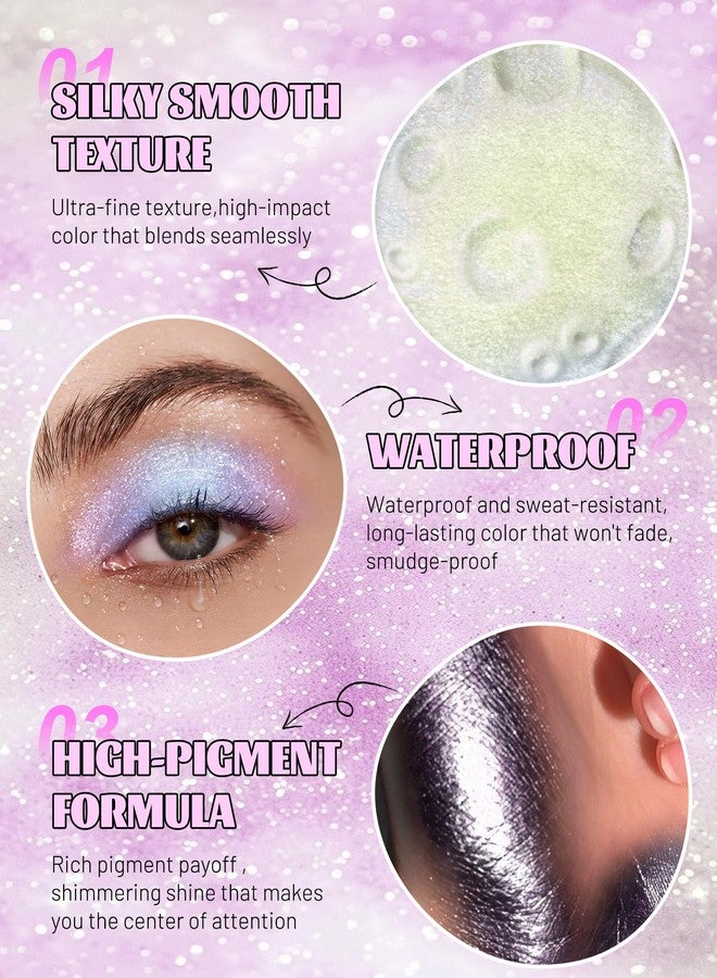 Lestpola Chameleon Eyeshadow Palette, Purple Holographic Multichrome Eyeshadow Highlighter, Face Glitter Shimmer Highlighter, Iridescent Sparkle Color Shifting, Waterproof Long Lasting, Eye Shadow Makeup-01 - Image 5