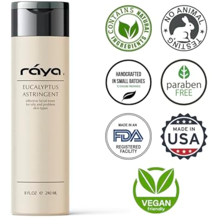 RAYA Eucalyptus Astringent with AHA 8 oz (G-207) | Exfoliating Glycolic Facial Toner for Oily and Break-Out Skin | Helps Balance pH and Dry Up Blemishes | Made with Alpha Hydroxy Acids - Image 4