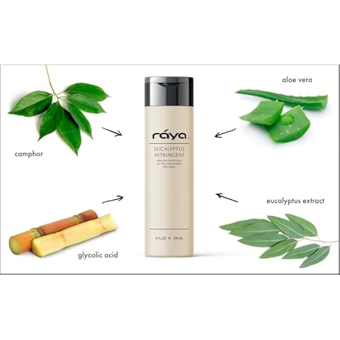RAYA Eucalyptus Astringent with AHA 8 oz (G-207) | Exfoliating Glycolic Facial Toner for Oily and Break-Out Skin | Helps Balance pH and Dry Up Blemishes | Made with Alpha Hydroxy Acids - Image 2