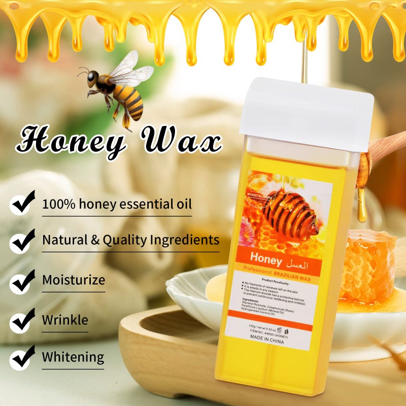 Seopri Roll On Wax, Honey Hair Removal Wax Cartridge, Depilatory Wax Roller Refill, 4 Pack - 100% Natural Material, Dermatologically Tested, Easy & Safe to Use, For Body Waxing, Leg and Arms - Image 3