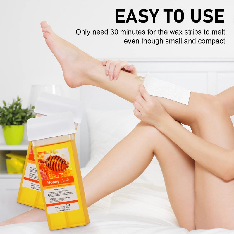 Seopri Roll On Wax, Honey Hair Removal Wax Cartridge, Depilatory Wax Roller Refill, 4 Pack - 100% Natural Material, Dermatologically Tested, Easy & Safe to Use, For Body Waxing, Leg and Arms - Image 4