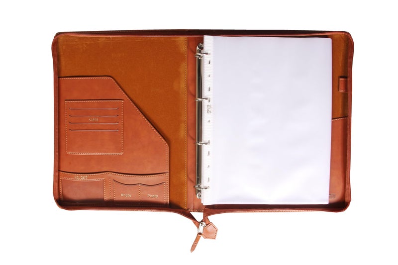 Sukeshcraft PU Leather Document Holder, A4 Size Portfolio with 25 Sleeves, Brown File Folder for Certificates, Documents - Image 2