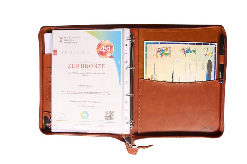 Sukeshcraft PU Leather Document Holder, A4 Size Portfolio with 25 Sleeves, Brown File Folder for Certificates, Documents - Image 5