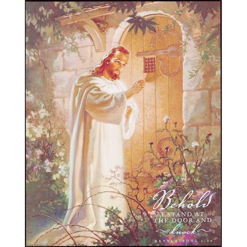 Dicksons Behold I Stand at Door and Knock Jesus Garden 8 x 10 Wood Wall Sign Plaque