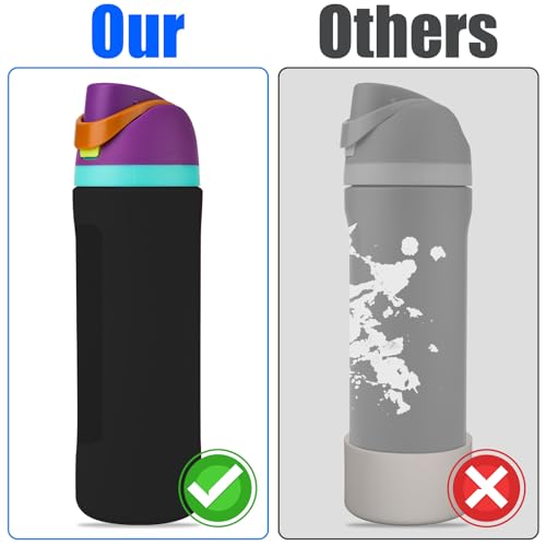 PEUTIER Silicone Water Bottle Boot for Owala FreeSip 24oz, Full Wrap Protection Anti-Sliding Bottom Protective Sleeve Case Compatible with Water Bottle Gift for Owala Protector Cover Accessory (Black) - Image 4
