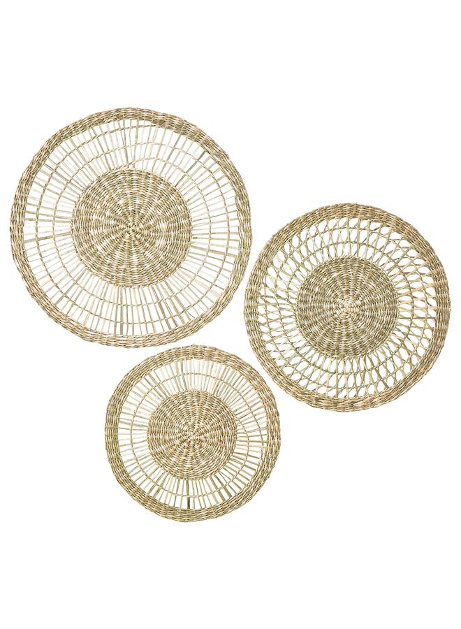 زبون ديكورات حائط، مجموعة من 3 قطع، مصنوعة يدويًا من نبات القصب - Image 1