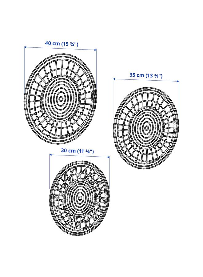 زبون ديكورات حائط، مجموعة من 3 قطع، مصنوعة يدويًا من نبات القصب - Image 5