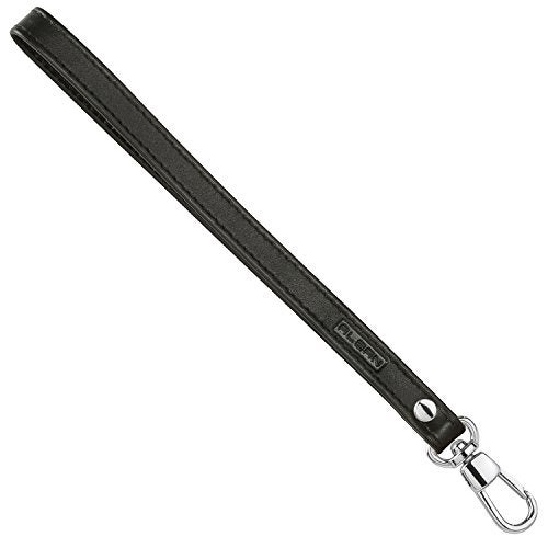 Alban Leather Wrist Strap for Wallet, Clutch, Keys, Wristlet Purse, Keychain for Women and Men - Genuine Black Leather Strap with Silver Metal Clasp - Image 1