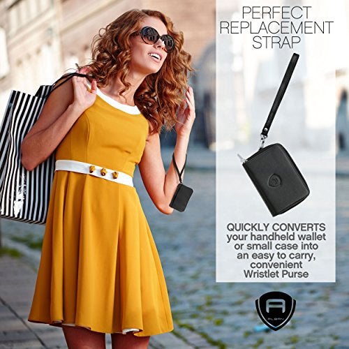 Alban Leather Wrist Strap for Wallet, Clutch, Keys, Wristlet Purse, Keychain for Women and Men - Genuine Black Leather Strap with Silver Metal Clasp - Image 5
