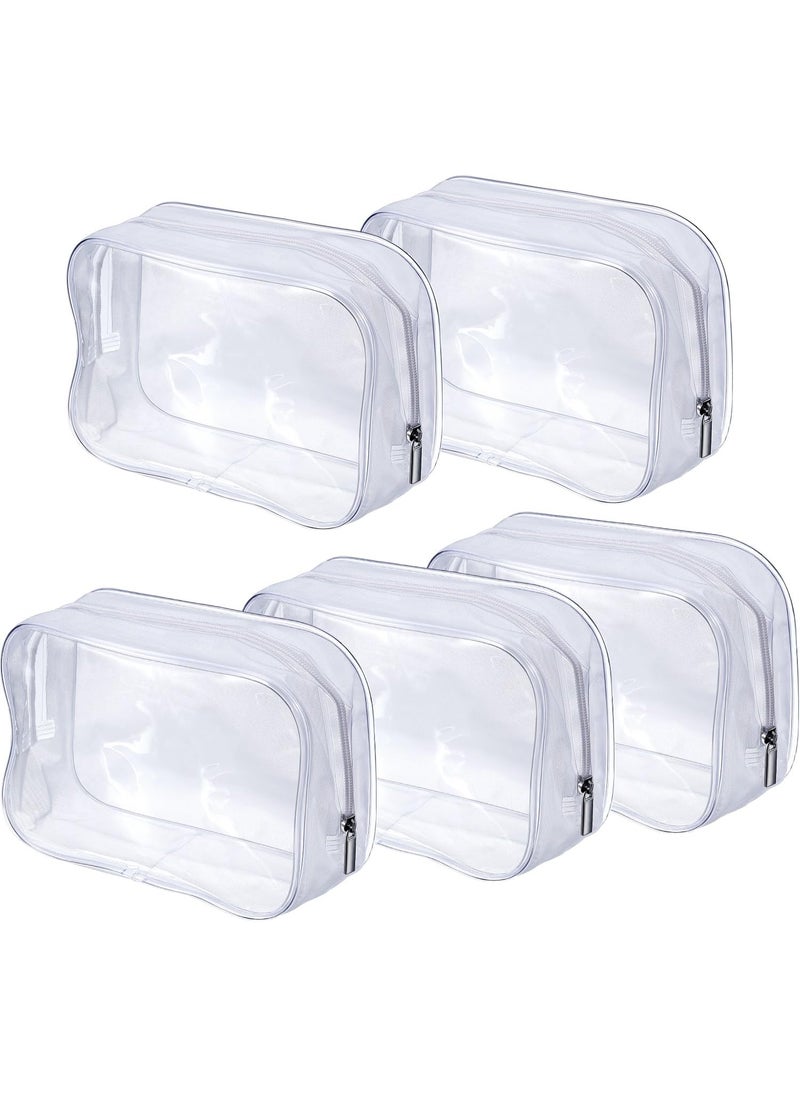 Pangda 5 Pack Clear PVC Zippered Toiletry Carry Pouch Portable Cosmetic Makeup Bag for Vacation, Bathroom and Organizing 