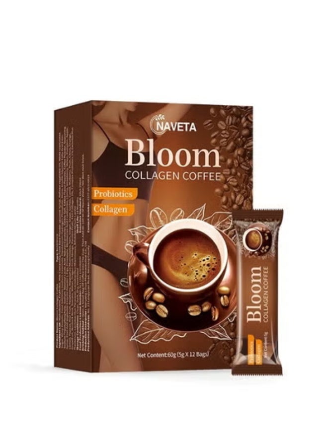 NAVETA 12 Bags of Bloom Collagen Coffee: 100% Organic, Glutathione - Infused, Premium Diet & Detox Slimming Coffee Packed with Collagen - Image 1