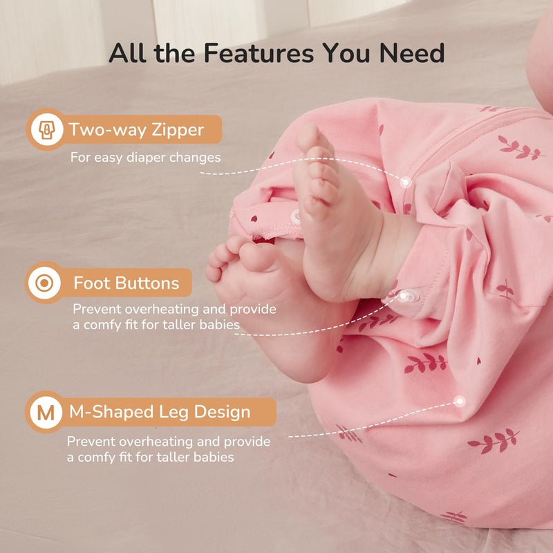 KIDIRA Transition Swaddle Sleep Sack  3-6 Months  12-18 Lb  Arms In/Out  2-Way Zipper  Moisture-Wicking Fabric  Improves Sleep  Snug Fit  Helps Calm Startle Reflex (Pink Print) - Image 5