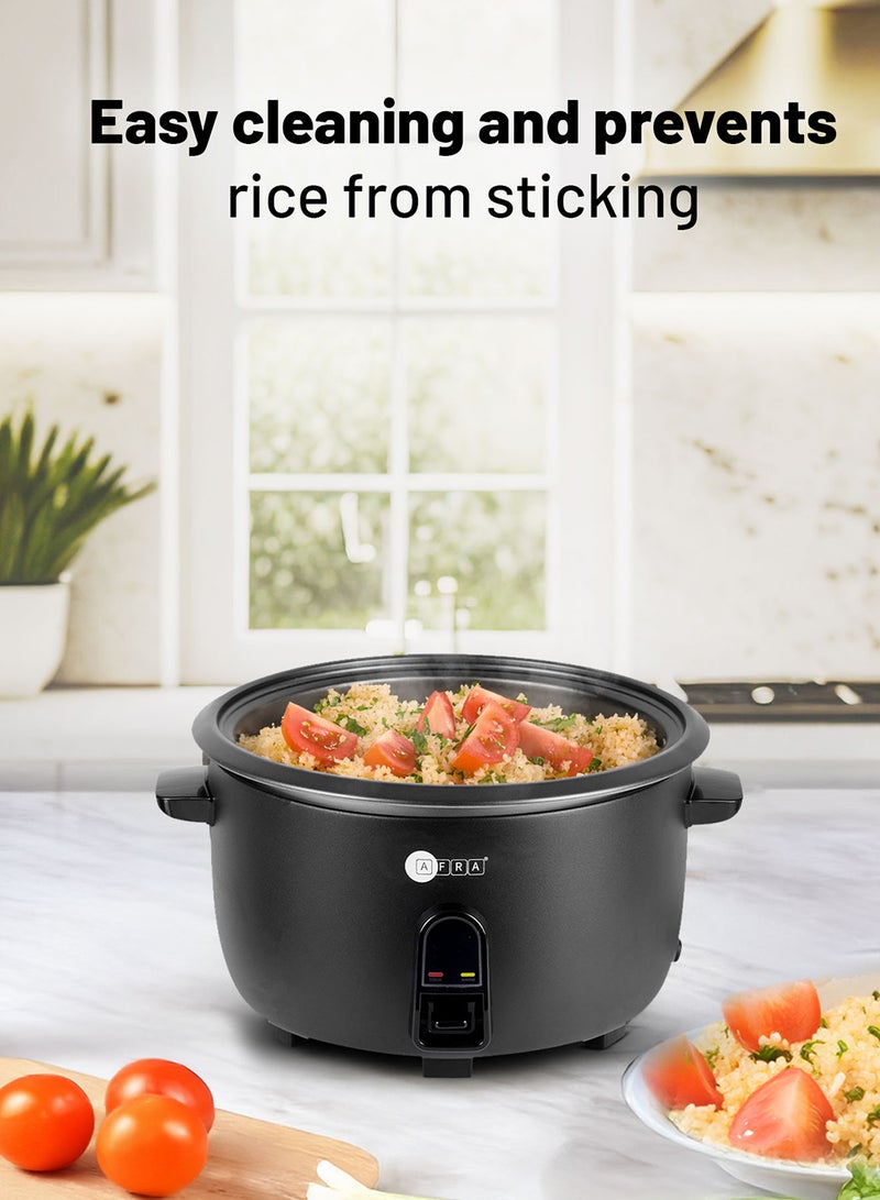 عفرا طنجرة أرز AFRA، سعة 8 لتر، وظيفة الحفاظ على الدفء، 2500 وات، كوب قياس وملعقة للحماية من درجات الحرارة العالية، AF-8025RCBK، ضمان لمدة عامين - Image 2