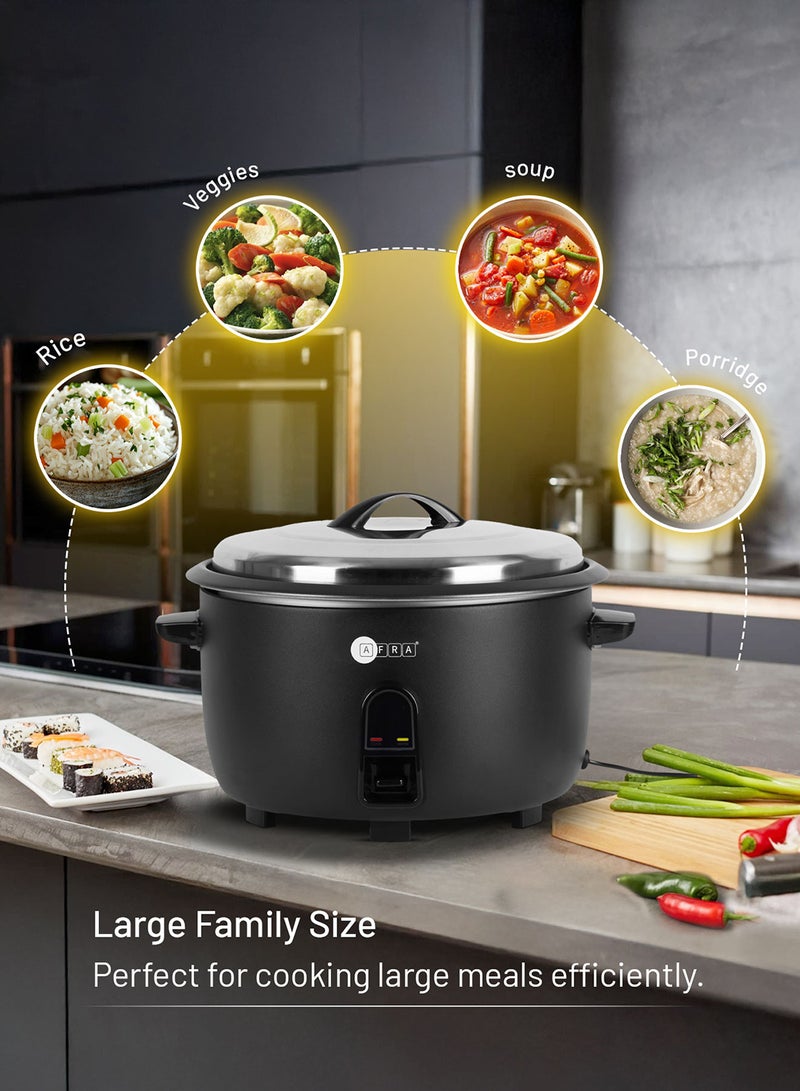 عفرا طنجرة أرز AFRA، سعة 8 لتر، وظيفة الحفاظ على الدفء، 2500 وات، كوب قياس وملعقة للحماية من درجات الحرارة العالية، AF-8025RCBK، ضمان لمدة عامين - Image 5