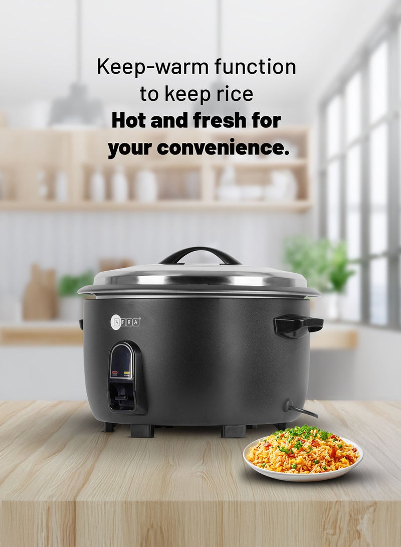 عفرا طنجرة أرز AFRA، سعة 8 لتر، وظيفة الحفاظ على الدفء، 2500 وات، كوب قياس وملعقة للحماية من درجات الحرارة العالية، AF-8025RCBK، ضمان لمدة عامين - Image 3