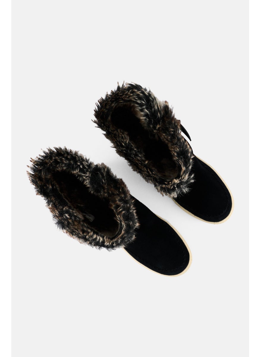 TOMS Women Vista Slip On Faux Fur Suede Ankle Boots, Black  - Image 4