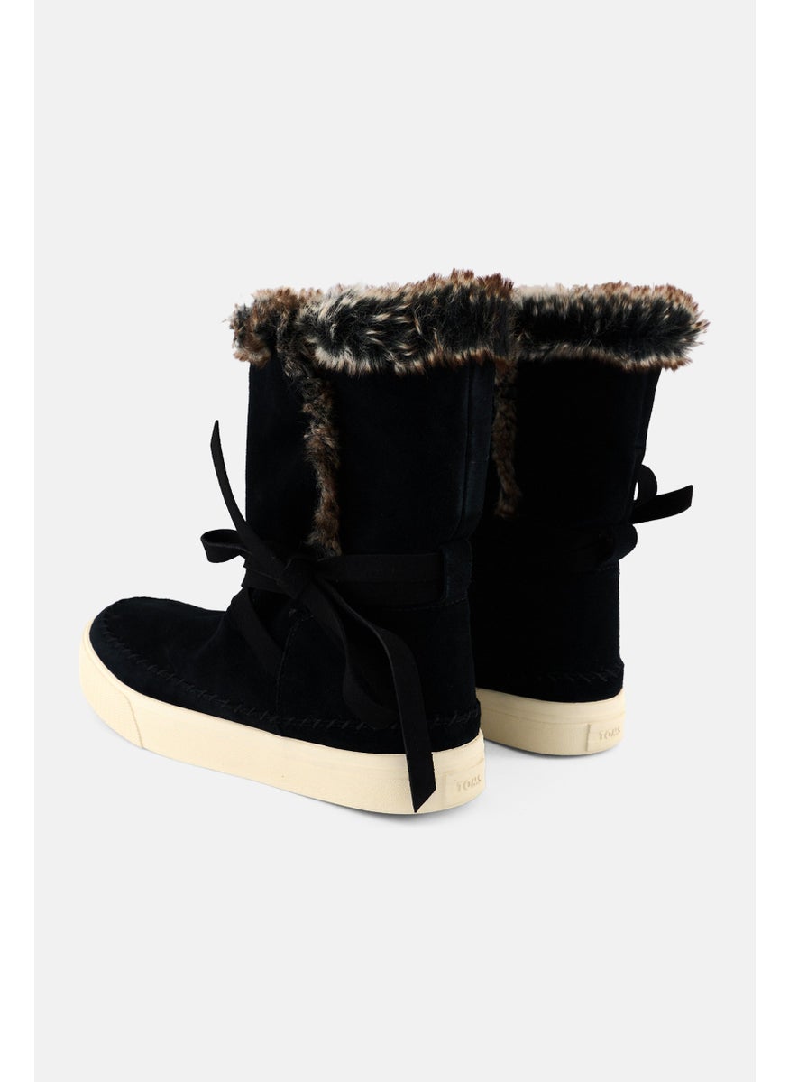 TOMS Women Vista Slip On Faux Fur Suede Ankle Boots, Black  - Image 2