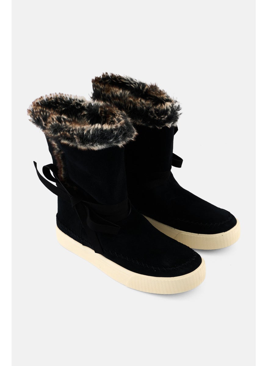 TOMS Women Vista Slip On Faux Fur Suede Ankle Boots, Black  - Image 1