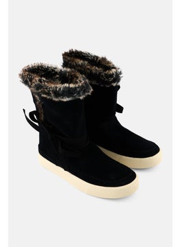 TOMS Women Vista Slip On Faux Fur Suede Ankle Boots, Black  - Image 1