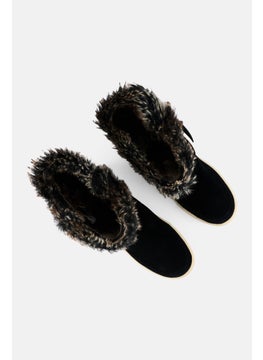 TOMS Women Vista Slip On Faux Fur Suede Ankle Boots, Black  - Image 4