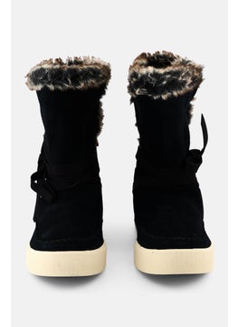 TOMS Women Vista Slip On Faux Fur Suede Ankle Boots, Black  - Image 3