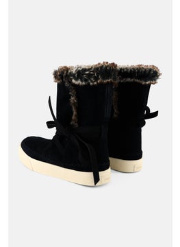 TOMS Women Vista Slip On Faux Fur Suede Ankle Boots, Black  - Image 2