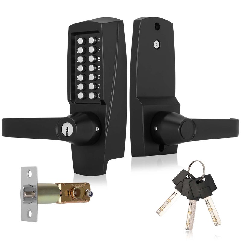 Souyou New Upgrade Mechanical Door Lock with HandleMechanical Push Button Lever LockStainless Steel Mechanical Keyless Entry Door Lock with KeyUpgrade Adjustable Deadlatch 238 and 234 - Image 2