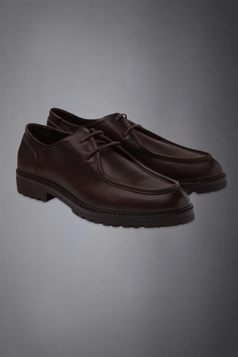 دوبل غانغر Men's 100% leather ranger shoe - Brown