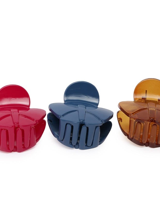AccessHer Pack of 3 Handcrafted Butterfly Shaped Claw Clips clutcher butterfly tight grip hairpin for women and girls - Image 3