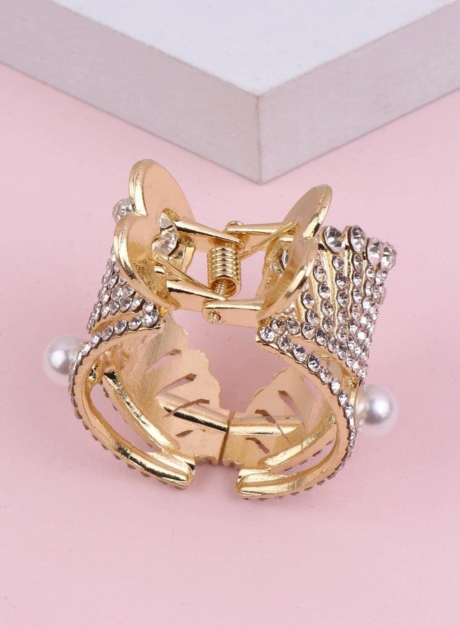 VSAKSH 1Pcs, Rhinestone Hair Barrettes Pearl Crown Styling Hair Clips High Ponytail Holder Sparkle Nonslip Metal Claw Clip Hair Barrettes for Women and Girls - Image 4