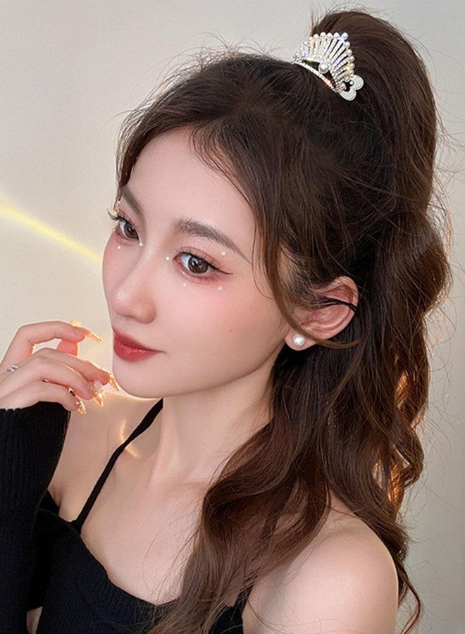 VSAKSH 1Pcs, Rhinestone Hair Barrettes Pearl Crown Styling Hair Clips High Ponytail Holder Sparkle Nonslip Metal Claw Clip Hair Barrettes for Women and Girls - Image 5
