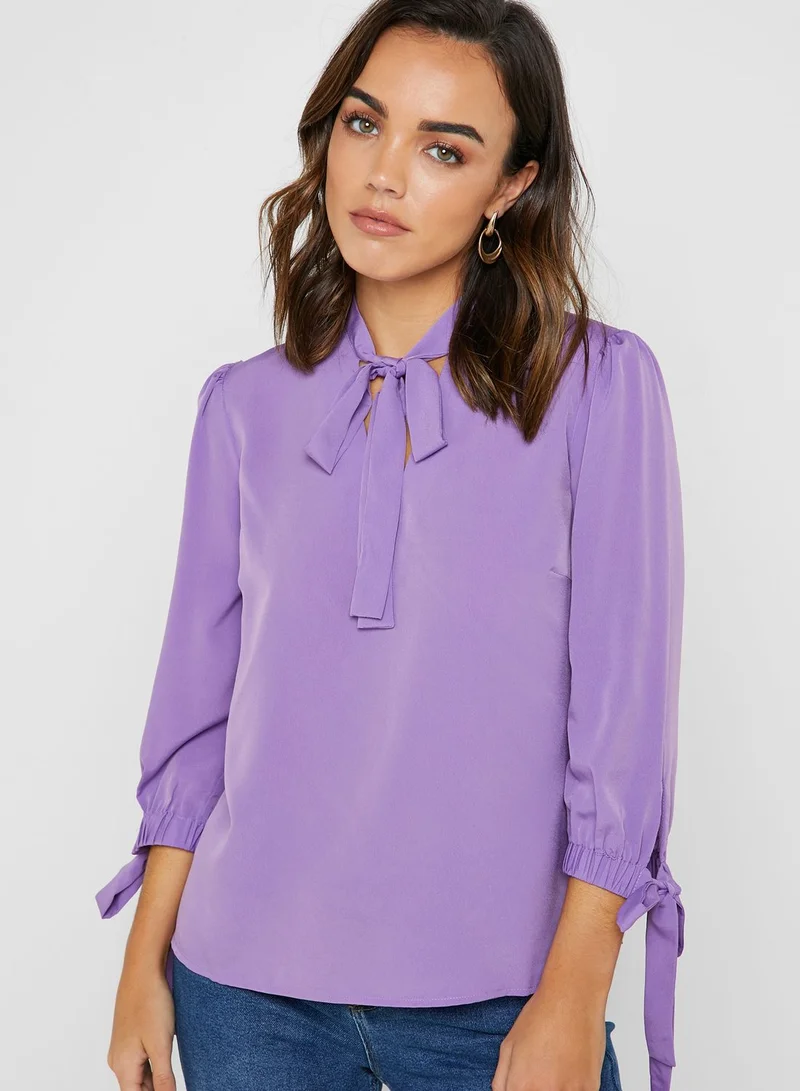 Vila Tie Neck Long Sleeve Top